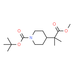 4-Piperidineacetic acid, 1-[(1,1-dimethylethoxy)carbonyl]-a,a-dimethyl-, Methyl ester结构式