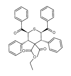 4-acetyl-2,6-dibenzoyl-4-ethoxycarbonyl-3,5-diphenylthiane Structure