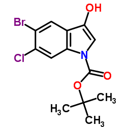 2-Methyl-2-propanyl 5-bromo-6-chloro-3-hydroxy-1H-indole-1-carboxylate Structure