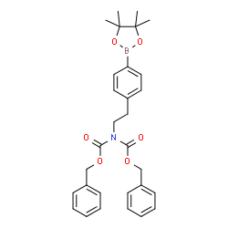 Benzyl ((benzyloxy)carbonyl)(4-(4,4,5,5-tetramethyl-1,3,2-dioxaborolan-2-yl)phenethyl)carbamate structure