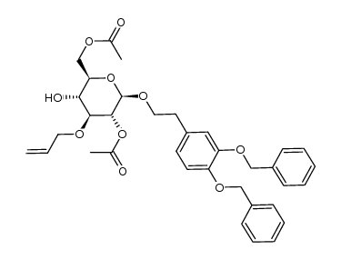 3,4-di(benzyloxy)phenethyl 2,6-di-O-acetyl-3-O-allyl-β-D-glucopyranoside结构式