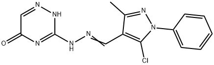 3-[(2E)-2-[(5-chloro-3-methyl-1-phenylpyrazol-4-yl)methylidene]hydrazinyl]-2H-1,2,4-triazin-5-one Structure