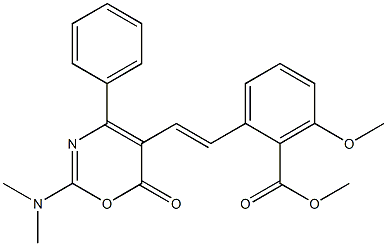 2-[2-(2-Dimethylamino-6-oxo-4-phenyl-6H-[1,3]oxazin-5-yl)-vinyl]-6-methoxy-benzoic acid methyl ester结构式