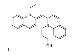 3-[2-[(E)-(1-ethylquinolin-2-ylidene)methyl]quinolin-1-ium-1-yl]propan-1-ol,iodide结构式