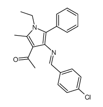 3-Acetyl-4-(p-chlorbenzyliden)-amino-1-ethyl-2-methyl-5-phenyl-pyrrol结构式