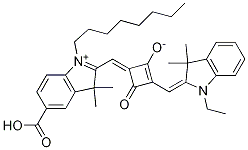 (E)-4-((5-羧基-3,3-二甲基-1-辛基-3H-吲哚-2-基)亚甲基)-2-((E)-(1-乙基-3,3-二甲基吲哚-2-亚基)甲基)-3-氧代环己烷-1-烯酸盐结构式