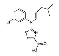 2-[6-chloro-3-(2-methylpropyl)-1H-indol-1-yl]-1,3-thiazole-4-carboxylic acid结构式