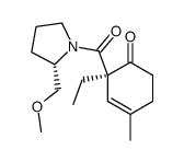 (2R,2'S)-2-ethyl-2-[[2'-(methoxymethyl)pyrrolidinyl]carbonyl]-4-methyl-cyclohex-3-en-1-one结构式