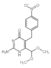 2-amino-6-(dimethoxymethyl)-5-[(4-nitrophenyl)methyl]-1H-pyrimidin-4-one结构式