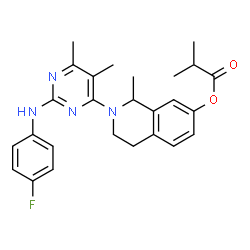 Propanoic acid,2-methyl-,2-[2-[(4-fluorophenyl)amino]-5,6-dimethyl-4-pyrimidinyl]-1,2,3,4-tetrahydro-1-methyl-7-isoquinolinyl ester结构式