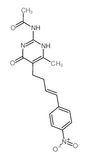 N-[4-methyl-5-[4-(4-nitrophenyl)but-3-enyl]-6-oxo-3H-pyrimidin-2-yl]acetamide structure