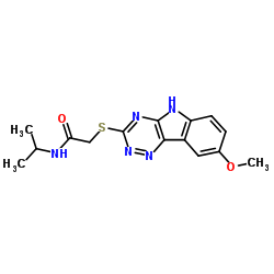 Acetamide, 2-[(8-methoxy-2H-1,2,4-triazino[5,6-b]indol-3-yl)thio]-N-(1-methylethyl)- (9CI) structure