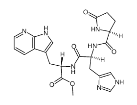 2-[N-(5-oxo-prolyl)-histidylamino]-3-(1H-pyrrolo[2,3-b]pyridin-3-yl)-propionic acid methyl ester结构式