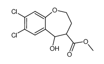 7,8-dichloro-5-hydroxy-2,3,4,5-tetrahydro-benzo[b]oxepine-4-carboxylic acid methyl ester结构式