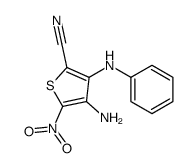 4-amino-3-anilino-5-nitrothiophene-2-carbonitrile结构式