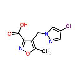 4-[(4-Chloro-1H-pyrazol-1-yl)methyl]-5-methyl-1,2-oxazole-3-carboxylic acid结构式