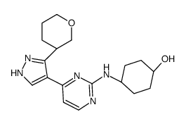 trans-4-({4-[3-(Tetrahydro-2H-pyran-3-yl)-1H-pyrazol-4-yl]-2-pyri midinyl}amino)cyclohexanol结构式