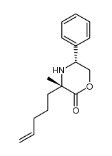 (-)-(3S,5R)-3-methyl-3-(pent-4-enyl)-5-phenylmorpholin-2-one结构式