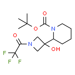 tert-butyl 2-(3-hydroxy-1-(2,2,2-trifluoroacetyl)azetidin-3-yl)piperidine-1-carboxylate structure