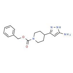 1-Piperidinecarboxylic acid, 4-(5-amino-1H-pyrazol-3-yl)-, phenylmethyl ester structure