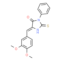 (5E)-5-(3,4-dimethoxybenzylidene)-2-mercapto-3-phenyl-3,5-dihydro-4H-imidazol-4-one结构式