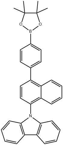 9-(4-(4-(4,4,5,5-四甲基-1,3-二氧环烷-2-基)苯基)萘-1-基)-9H咔唑结构式