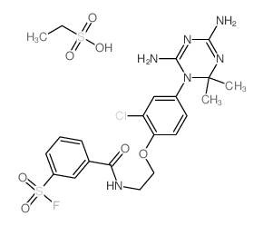 3-[2-[2-chloro-4-(4,6-diamino-2,2-dimethyl-1,3,5-triazin-1-yl)phenoxy]ethylcarbamoyl]benzenesulfonyl fluoride; ethanesulfonic acid结构式