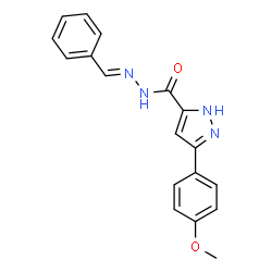 (E)-N-benzylidene-3-(4-methoxyphenyl)-1H-pyrazole-5-carbohydrazide structure