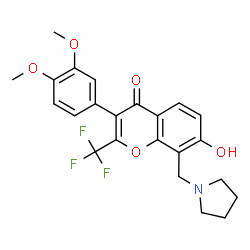 3-(3,4-Dimethoxyphenyl)-7-hydroxy-8-(1-pyrrolidinylmethyl)-2-(trifluoromethyl)-4H-chromen-4-one Structure