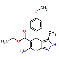 Ethyl 6-amino-4-(4-methoxyphenyl)-3-methyl-2,4-dihydropyrano[2,3-c]pyrazole-5-carboxylate图片