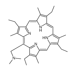 N,N-dimethyl-1-(2,7,12,17-tetraethyl-3,8,13,18-tetramethyl-23,24-dihydroporphyrin-5-yl)methanamine结构式