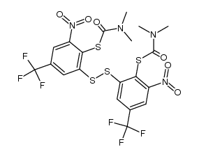 S,S'-(disulfanediylbis(2-nitro-4-(trifluoromethyl)-6,1-phenylene)) bis(dimethylcarbamothioate) Structure