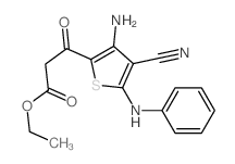 2-Thiophenepropanoicacid, 3-amino-4-cyano-b-oxo-5-(phenylamino)-, ethyl ester structure