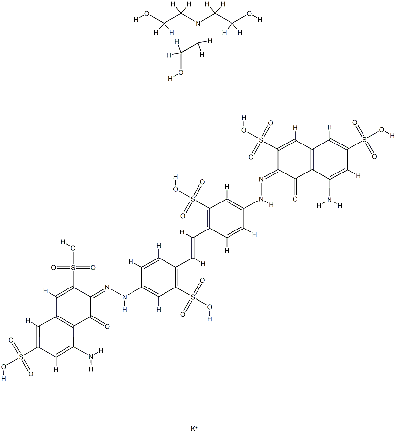 3,3'-[1,2-乙二基[(3-磺基-4,1-亚苯基)偶氮]]二[5-氨基-4-羟基-2,7-萘二磺酸]钾盐与三乙醇胺的化合物结构式