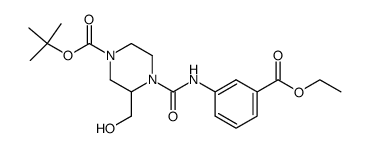 1-Piperazinecarboxylic acid, 4-[[[3-(ethoxycarbonyl)phenyl]amino]carbonyl]-3-(hydroxymethyl)-,1,1-dimethylethyl ester Structure