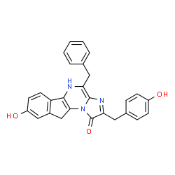 1H-Imidazo[1,2-a]indeno[1,2-e]pyrazin-1-one,5,10-dihydro-8-hydroxy-2-[(4-hydroxyphenyl)methyl]-4-(phenylmethyl)-结构式