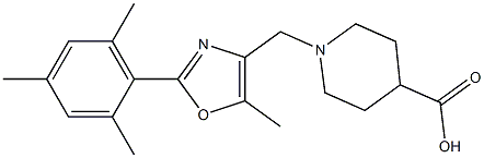 1-((2-mesityl-5-methyloxazol-4-yl)methyl)piperidine-4-carboxylic acid Structure