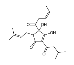 3,4-dihydroxy-5-(3-methylbut-2-enyl)-2-(3-methyl-1-oxobutyl)-4-(4-methyl-1-oxopent-3-enyl)cyclopent-2-en-1-one Structure