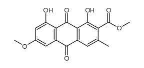 1,8-dihydroxy-6-methoxy-2-methoxycarbonyl-3-methyl-9,10-anthraquinone Structure