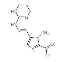 N-[(3-methyl-2-nitro-imidazol-4-yl)methylideneamino]-1,4,5,6-tetrahydropyrimidin-2-amine structure