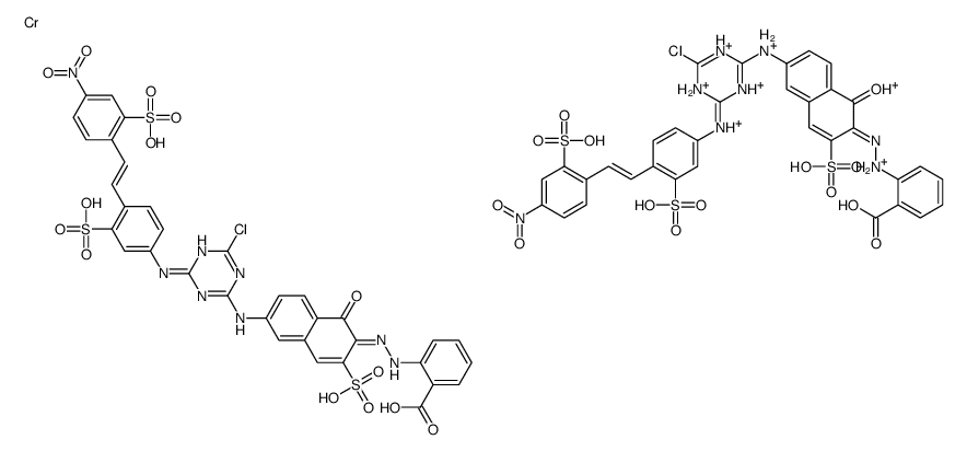 2-[(2Z)-2-[6-[[4-chloro-6-[4-[(E)-2-(4-nitro-2-sulfophenyl)ethenyl]-3-sulfoanilino]-1,3,5-triazin-2-yl]amino]-1-oxo-3-sulfonaphthalen-2-ylidene]hydrazinyl]benzoic acid,chromium,hydron Structure