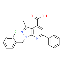 1-(2-Chlorobenzyl)-3-methyl-6-phenyl-1H-pyrazolo[3,4-b]pyridine-4-carboxylic acid结构式