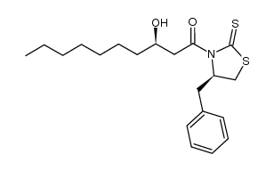 (R)-1-((R)-4-benzyl-2-thioxothiazolidin-3-yl)-3-hydroxydecan-1-one结构式