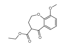 2,3,4,5-tetrahydro-9-methoxy-5-oxo-1-benzoxepin-4-carboxylic acid ethyl ester Structure