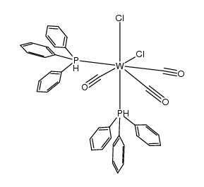 bis(triphenylphosphine)tungsten tricarbonyl dichloride Structure