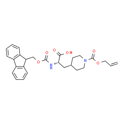 a-((Fmoc)amino)-1-(alloc)-(aS)-4-piperidinepropanoic Acid Structure