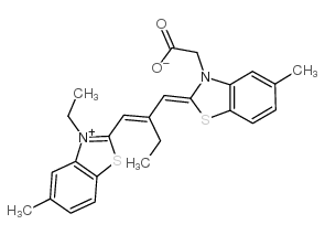 氢氧化2-[2-[3-(羧甲基)-5-甲基-2(3H)-苯并噻唑亚基甲基]-1-丁烯基]-3-乙基-5-甲基结构式