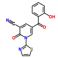 5-(2-Hydroxy-benzoyl)-2-oxo-1-thiazol-2-yl-1,2-dihydro-pyridine-3-carbonitrile Structure