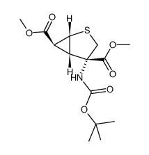 dimethyl (-)-(1R,4S,5S,6S)-4-(N-tert-butyloxycarbonylamino)-2-thiabicyclo[3.1.0]hexane-4,6-dicarboxylate Structure