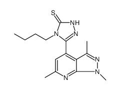 3H-1,2,4-Triazole-3-thione, 4-butyl-2,4-dihydro-5-(1,3,6-trimethyl-1H-pyrazolo[3,4-b]pyridin-4-yl)结构式